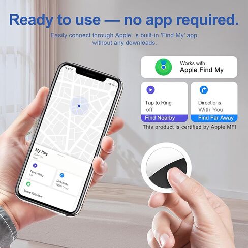 Air Tracker Tag 2 Pack [Apple MFi Certified] with Find My(iOS Only), Key Finder with No App Needed, Waterproof, 365-Day Standby,Wallet Key Bag Luggage Tracker in Saudi Arabia