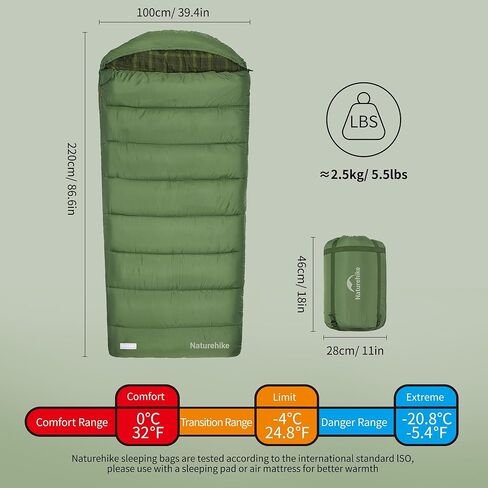 حقيبة نوم كبيرة وطويلة من الفانيلا من Naturehike للبالغين، حقيبة نوم بحجم XXL لجميع المواسم، أكياس نوم قابلة للغسل في الغسالة للتخييم والمشي لمسافات طويلة والصيد، تتضمن كيس ضغط in Saudi Arabia