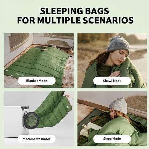 حقيبة نوم كبيرة وطويلة من الفانيلا من Naturehike للبالغين، حقيبة نوم بحجم XXL لجميع المواسم، أكياس نوم قابلة للغسل في الغسالة للتخييم والمشي لمسافات طويلة والصيد، تتضمن كيس ضغط in Saudi Arabia
