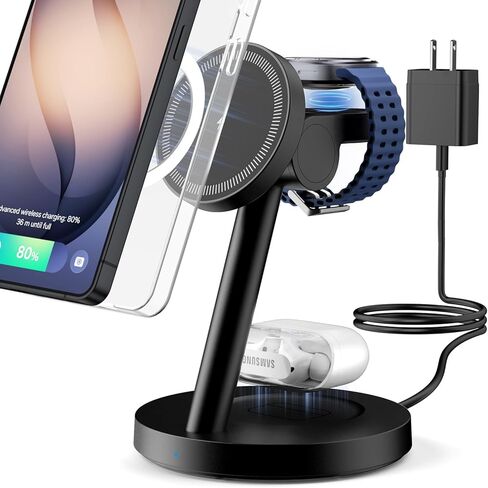 KPON for Samsung 3 in 1 Charging Station, Magnetic Wireless Charger Stand for MagSafe for Samsung Galaxy S26 Ultra/S25/Z Fold7/Flip7, Phone Watch Charger Dock for Galaxy Watch Ultra/8/7 and Buds in Saudi Arabia