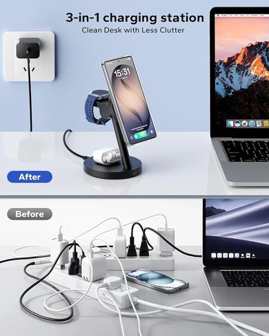 KPON for Samsung 3 in 1 Charging Station, Magnetic Wireless Charger Stand for MagSafe for Samsung Galaxy S26 Ultra/S25/Z Fold7/Flip7, Phone Watch Charger Dock for Galaxy Watch Ultra/8/7 and Buds in Saudi Arabia