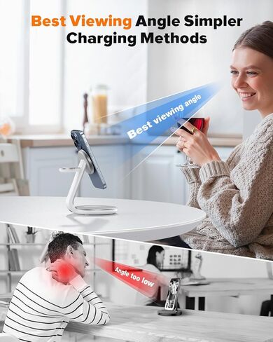 محطة شحن HERRBOLAI 3 في 1 متوافقة مع حامل شاحن لاسلكي Magsafe لهاتف iPhone 17 16 15 14 13 12 محطة شحن لاسلكية لأجهزة AirPods حامل شحن لاسلكي لسلسلة iWatch in Saudi Arabia