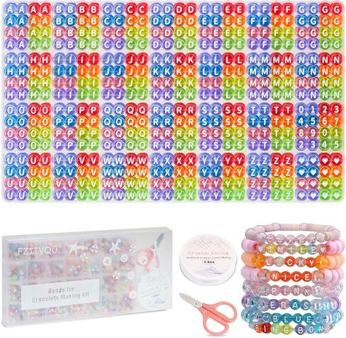 1400 Pcs Letter Beads Kit, 28 Styles White Acrylic Alphabet Beads Letter Beads for Jewelry Making wiht Number Beads Heart Beads Friendship Bracelet Kit in Saudi Arabia