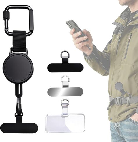 Anti-Theft Phone Tether, Retractable Phone Lanyard with Steel Cable, Locking Carabiner & 360° Swivel, Universal Phone Tether Tab for Outdoor Hiking Skiing Travel in Kuwait