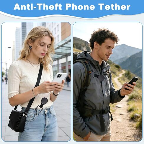 Anti-Theft Phone Tether, Retractable Phone Lanyard with Steel Cable, Locking Carabiner & 360° Swivel, Universal Phone Tether Tab for Outdoor Hiking Skiing Travel in Kuwait