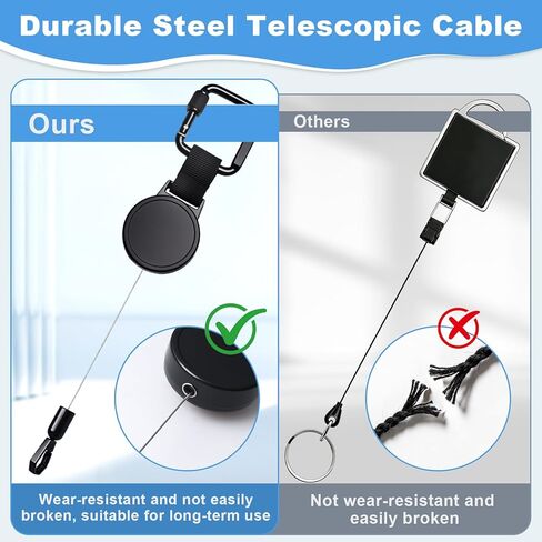 Anti-Theft Phone Tether, Retractable Phone Lanyard with Steel Cable, Locking Carabiner & 360° Swivel, Universal Phone Tether Tab for Outdoor Hiking Skiing Travel in Kuwait