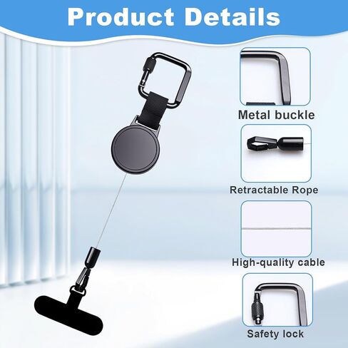 Anti-Theft Phone Tether, Retractable Phone Lanyard with Steel Cable, Locking Carabiner & 360° Swivel, Universal Phone Tether Tab for Outdoor Hiking Skiing Travel in Kuwait