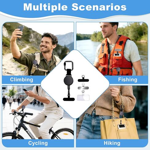Anti-Theft Phone Tether, Retractable Phone Lanyard with Steel Cable, Locking Carabiner & 360° Swivel, Universal Phone Tether Tab for Outdoor Hiking Skiing Travel in Kuwait