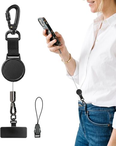 حبل هاتف مضاد للسرقة من SUPBEE - حبل هاتف من سلك فولاذي قابل للسحب مع حلقة قفل وعلامة تبويب دوارة 360 درجة - حزام الهاتف الخلوي للمشي لمسافات طويلة والتزلج والسفر وصيد الأسماك والمغامرات الخارجية in Saudi Arabia