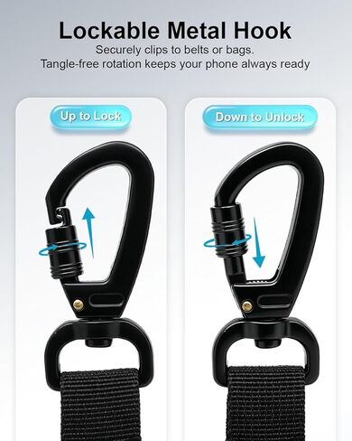 حبل هاتف مضاد للسرقة من SUPBEE - حبل هاتف من سلك فولاذي قابل للسحب مع حلقة قفل وعلامة تبويب دوارة 360 درجة - حزام الهاتف الخلوي للمشي لمسافات طويلة والتزلج والسفر وصيد الأسماك والمغامرات الخارجية in Saudi Arabia