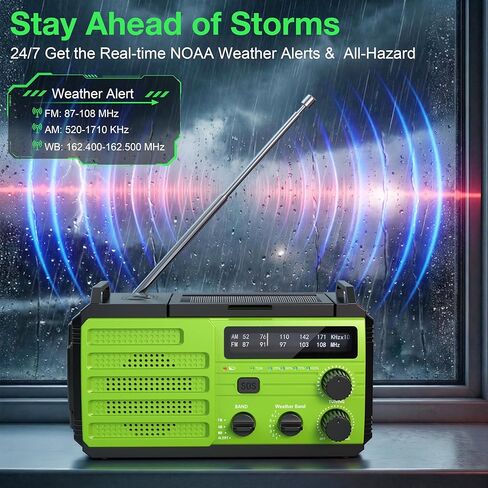 Emergency Weather Radio, 22200mWh Hand Crank Emergency Radio with NOAA/AM/FM, Dual USB Output for Family, 3-Mode Flashlight & SOS Alarm, Portable Solar Crank Radio for Emergency Supplies Survival Gear in Saudi Arabia