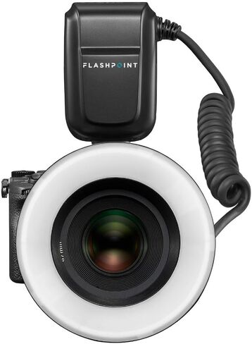 Flashpoint MF-R76S+ TTL Macro Dental Ring Flash متوافق مع كاميرات سوني، GN74 Macro Ringlight مع بطارية قابلة لإعادة التدوير، 0.1-1 ثانية، حلقات محول 49-77 مم للتصوير عن قرب وتصوير الأسنان in Kuwait