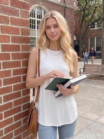 Women’s Sleeveless High Neck T-Shirt, Casual Loose Tank Top, Summer Basic Solid T-Shirt, Daily Wear Comfortable in Saudi Arabia