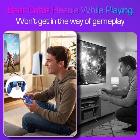 شاحن لاسلكي لوحدة تحكم PS5 مع حزمة بطارية 2000 مللي أمبير في الساعة، العب أثناء الشحن لوحدة تحكم PlayStation 5، شاحن شاشة LED، وقت تشغيل ممتد 12 ساعة، خفيف للغاية ومحمول وليس للحافة in Kuwait