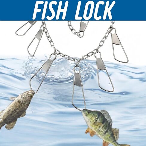 2 Pack Fishing Chain Stringers with Swiveled Moveable Snaps Fishing Threader Stainless Steel Fish Gear for Freshwater and Saltwater in Saudi Arabia