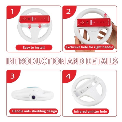 وحدات تحكم عن بعد FoToxi 8 قطع Wii Motion Plus لجهاز Wii & Wii U، حزمة مع Nunchucks وعجلات Mario Kart ومسدس Zapper الخفيف (2 وحدة تحكم، 2 Nunchucks، عجلتان، 2 مسدسات) in Kuwait