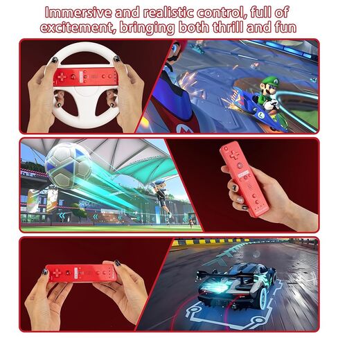 وحدات تحكم عن بعد FoToxi 8 قطع Wii Motion Plus لجهاز Wii & Wii U، حزمة مع Nunchucks وعجلات Mario Kart ومسدس Zapper الخفيف (2 وحدة تحكم، 2 Nunchucks، عجلتان، 2 مسدسات) in Kuwait