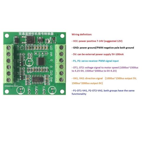 Dual Channel Receiver Signal Converter PWM to Voltage Servo 7-24V Power Supply for RC Crawler Motor Controller Accessories in Saudi Arabia