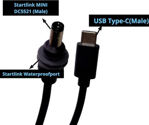 Mini USB-C to DC Power Cable 2M/6.6FT, 100W 20V/5A PD Starlink Mini Power Cable, Compatible with 100W PD Charger and Mobile Power Bank, Waterproof 2M DC Cord in Saudi Arabia