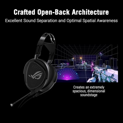 سماعات الرأس ASUS ROG Kithara Gaming/Audiophile سلكية مفتوحة من الخلف مع ميكروفون - محركات مغناطيسية مستوية HIFIMAN مضبوطة من ROG، عصابة رأس قابلة للتعديل، وسادات أذن إضافية، متوافقة مع DACs، أمبير، الكمبيوتر الشخصي، وحدة التحكم، الهاتف المحمول in Saudi Arabia