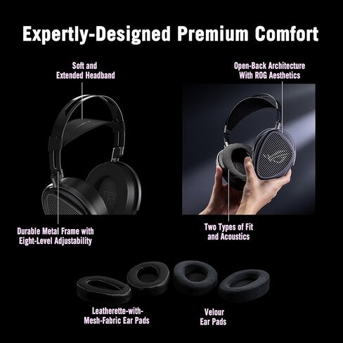 سماعات الرأس ASUS ROG Kithara Gaming/Audiophile سلكية مفتوحة من الخلف مع ميكروفون - محركات مغناطيسية مستوية HIFIMAN مضبوطة من ROG، عصابة رأس قابلة للتعديل، وسادات أذن إضافية، متوافقة مع DACs، أمبير، الكمبيوتر الشخصي، وحدة التحكم، الهاتف المحمول in Saudi Arabia