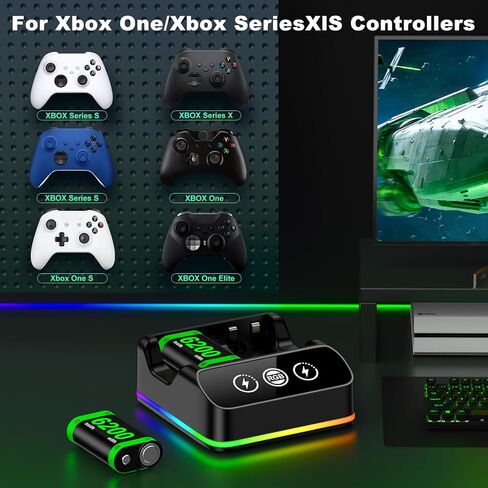 لمحطة شحن وحدة تحكم Xbox مع ضوء RGB، مجموعات بطارية الشحن السريع لوحدات تحكم Xbox Series X|S/One/Elite in Saudi Arabia
