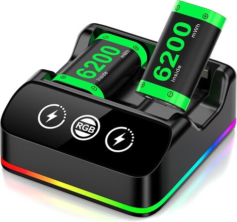 Xbox Controller Charging Station with RGB Light, Fast Charging Battery Pack Sets for Xbox Series X|S/One/Elite Controllers in Saudi Arabia