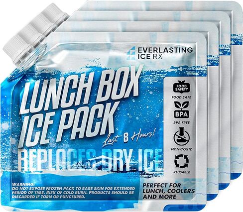 عبوات ثلج قابلة لإعادة الاستخدام من Everlasting Ice RX للمبرد (4 عبوات) عبوات تجميد تصل إلى 48 ساعة للمبردات وصناديق الغداء عبوات ثلج مبردة لصندوق الغداء والتخييم وصيد الأسماك والشاطئ ورحلات الطريق in Kuwait