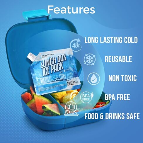 عبوات ثلج قابلة لإعادة الاستخدام من Everlasting Ice RX للمبرد (4 عبوات) عبوات تجميد تصل إلى 48 ساعة للمبردات وصناديق الغداء عبوات ثلج مبردة لصندوق الغداء والتخييم وصيد الأسماك والشاطئ ورحلات الطريق in Kuwait