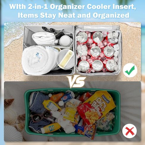 XYFuuee 2-in-1 Cooler Organizer Insert for X Large Bogg Bag Accessories, PEVA Portable Leak-Proof Ice Chest, Lightweight Mesh Divider Inserts Pouch with 4Fastener for XL Bog Beach Rubber Tote, Gray in Saudi Arabia