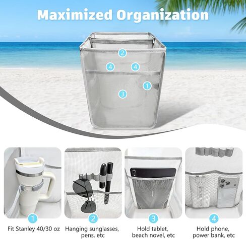 XYFuuee 2-in-1 Cooler Organizer Insert for X Large Bogg Bag Accessories, PEVA Portable Leak-Proof Ice Chest, Lightweight Mesh Divider Inserts Pouch with 4Fastener for XL Bog Beach Rubber Tote, Gray in Saudi Arabia