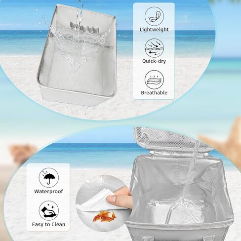 XYFuuee 2-in-1 Cooler Organizer Insert for X Large Bogg Bag Accessories, PEVA Portable Leak-Proof Ice Chest, Lightweight Mesh Divider Inserts Pouch with 4Fastener for XL Bog Beach Rubber Tote, Gray in Saudi Arabia