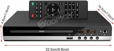 مشغل DVD منزلي، مشغل أقراص مضغوطة، مشغل DVD مدمج يدعم نظام NTSC/PAL مع مخرجات RCA ثابتة/مدخل USB 128G، ويحتوي على جهاز تحكم عن بعد وكابل RCA (بدون كابل HDMI) in Kuwait