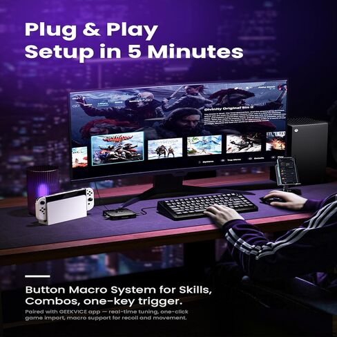 Keyboard and Mouse Adapter for Xbox Series X/S, Xbox One & X360, Mobile App Setup, Console FPS Gaming Converter, Custom Key Mapping, Plug and Play, AX360P in Saudi Arabia