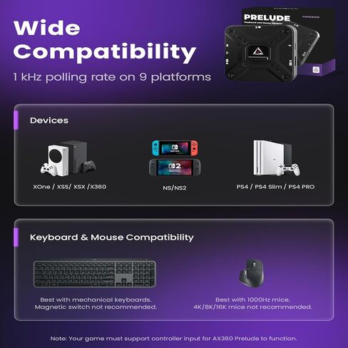 Keyboard and Mouse Adapter for Xbox Series X/S, Xbox One & X360, Mobile App Setup, Console FPS Gaming Converter, Custom Key Mapping, Plug and Play, AX360P in Saudi Arabia
