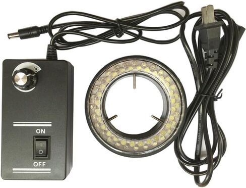 2-Set 60-LED حلقة ضوء قابلة للتعديل لمجهر تكبير ستيريو، 6500K أبيض، 4.5W، 50-150mm WD، 94mm OD in Kuwait