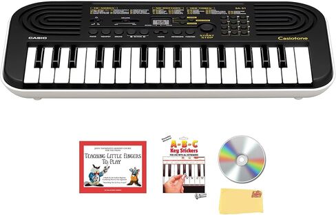 مجموعة لوحة مفاتيح صغيرة من Casio SA-81 مكونة من 44 مفتاحًا مع مصدر طاقة وملصقات مفاتيح وكتاب تعليمي وأقراص DVD التعليمية لأوستن بازار وقطعة قماش تلميع in Saudi Arabia