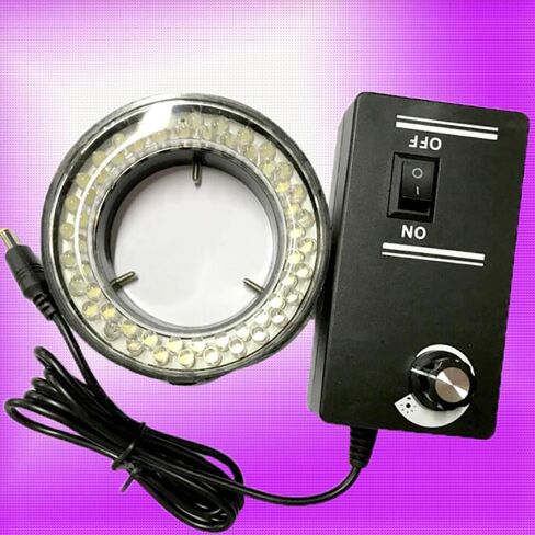 2-Set 60-LED حلقة ضوء قابلة للتعديل لمجهر تكبير ستيريو، 6500K أبيض، 4.5W، 50-150mm WD، 94mm OD in Kuwait