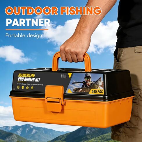 445Pcs Fishing Lures Kit Large 3-Layer Tackle Box whit Tackle，Pliers, Crankbait, Hooks, Weights & Accessories Complete Freshwater Bass Fishing Gift for Men Fishing Enthusiast in Saudi Arabia