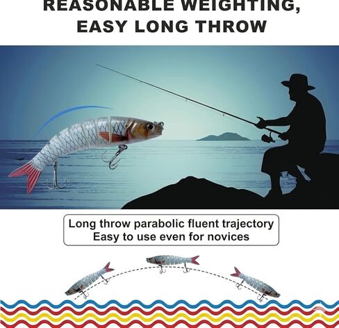 Bass Fishing Lures 3 Pack, 5.2in Multi Jointed Swimbait for Northern Pike Trout Walleye, Slow Sinking Segmented Hard Bait with Tackle Box, Life-Like Swimming Action Fishing Gear Gift in Saudi Arabia