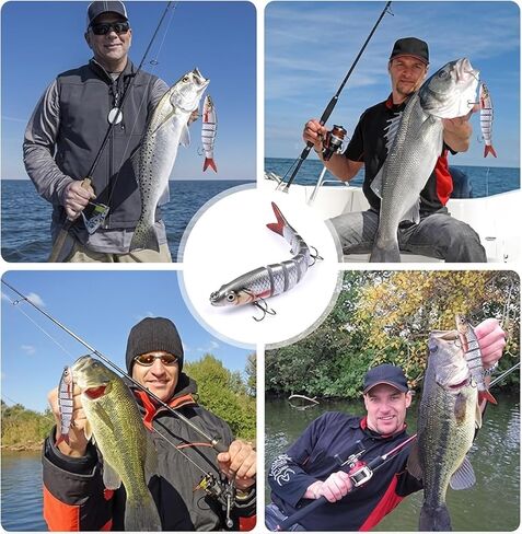 Bass Fishing Lures 3 Pack, 5.2in Multi Jointed Swimbait for Northern Pike Trout Walleye, Slow Sinking Segmented Hard Bait with Tackle Box, Life-Like Swimming Action Fishing Gear Gift in Saudi Arabia