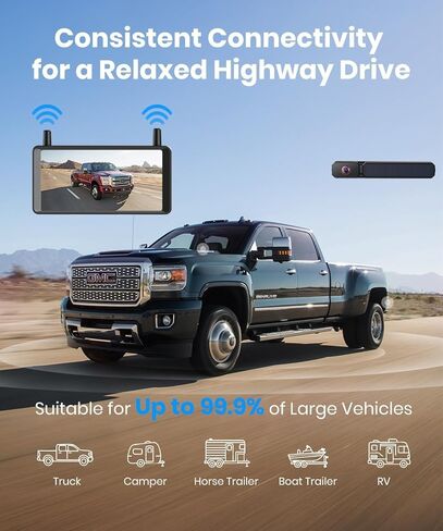 AUTO-VOX 6 Inch Solar Backup Camera Wireless: 2 Minute Install, 16:9 1080P HD Monitor, Dual Channel Split Screen, Clear Live View, DVR Recording, IP69K Waterproof Back up Camera for Car,Truck, Trailer in Saudi Arabia
