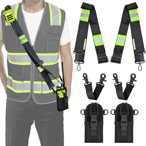 Radio Strap and Holster with Sway Strap | Adjustment Ability 1.5" Shoulder Strap w/Cord Keepers and Mic Holder | for Job Site Construction Warehouse | EMT | Firefighter (2 Pack) in Saudi Arabia