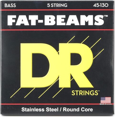 DR Strings FAT-BEAM Bass Guitar Strings (FB5-130) & Hi-Beam - قلب مستدير من الفولاذ المقاوم للصدأ 45-105 in Saudi Arabia