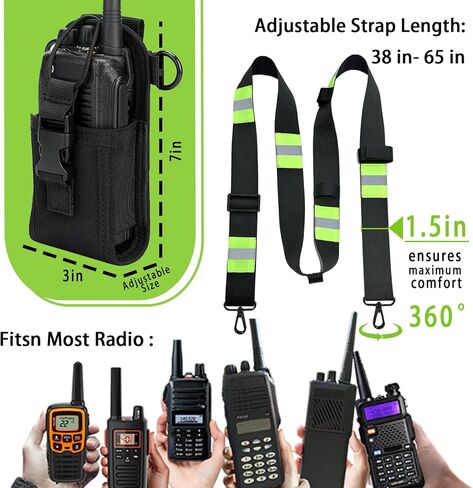 Radio Strap and Holster with Sway Strap | Adjustment Ability 1.5" Shoulder Strap w/Cord Keepers and Mic Holder | for Job Site Construction Warehouse | EMT | Firefighter (2 Pack) in Saudi Arabia