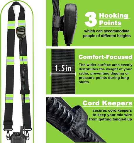 Radio Strap and Holster with Sway Strap | Adjustment Ability 1.5" Shoulder Strap w/Cord Keepers and Mic Holder | for Job Site Construction Warehouse | EMT | Firefighter (2 Pack) in Saudi Arabia