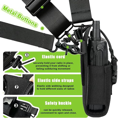 Radio Strap and Holster with Sway Strap | Adjustment Ability 1.5" Shoulder Strap w/Cord Keepers and Mic Holder | for Job Site Construction Warehouse | EMT | Firefighter (2 Pack) in Saudi Arabia