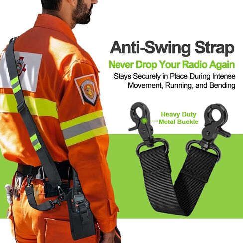 Radio Strap and Holster with Sway Strap | Adjustment Ability 1.5" Shoulder Strap w/Cord Keepers and Mic Holder | for Job Site Construction Warehouse | EMT | Firefighter (2 Pack) in Saudi Arabia