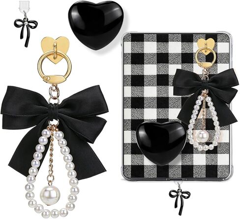 AIERSA Charms Accessories for Kindle Phone, Set Include Cute Heart Grip & Bow Chain, Dust Plug Charm Type C, Compatible with Kindle Paperwhite 11th/12th Gen in Saudi Arabia