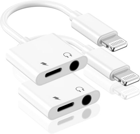 [معتمد من Apple MFi] محول مقبس سماعة الرأس 3.5 مم من Apple Lighting، 2 حزمة 2 في 1 iPhone Headphone Aux Audio + محول دونجل كابل شاحن متوافق مع iPhone 14 13 12 11 XS XR X 8 7 6 in Kuwait